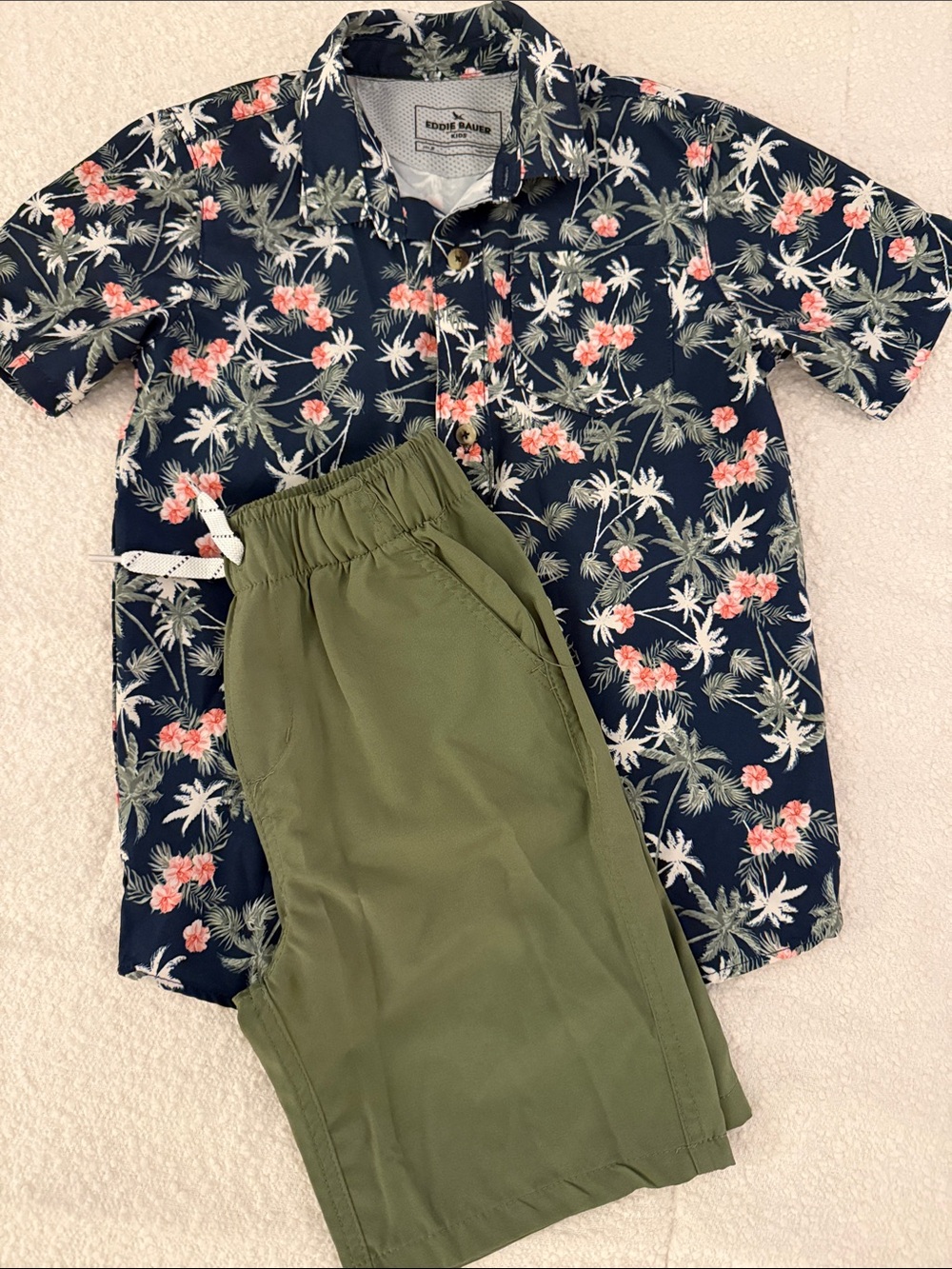 Eddie Bauer Boys' Navy Floral Short-Sleeve Shirt - Navy with Pink Floral
